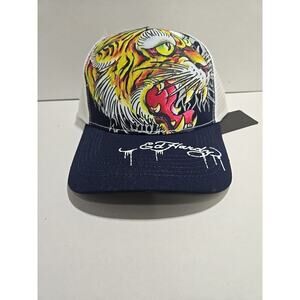 Ed Hardy Trucker Style Snapback Hat New Blue White